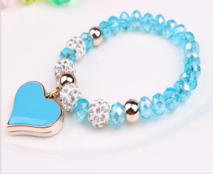 Elastic Crystal Heart Bracelets