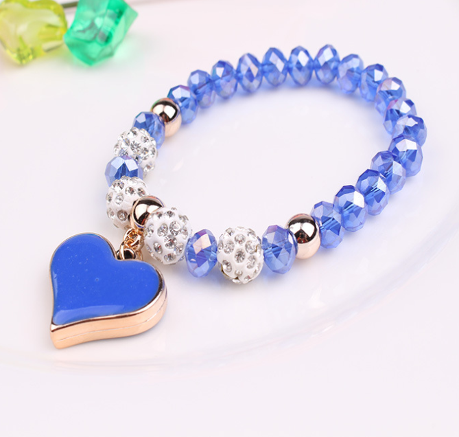 Elastic Crystal Heart Bracelets