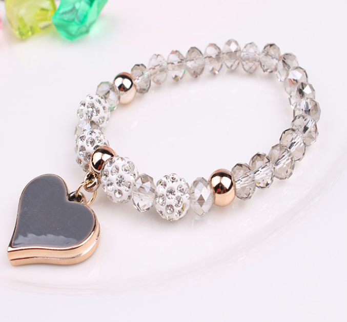 Elastic Crystal Heart Bracelets