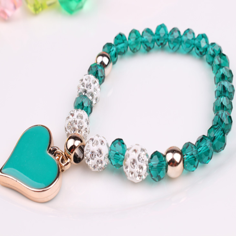 Elastic Crystal Heart Bracelets