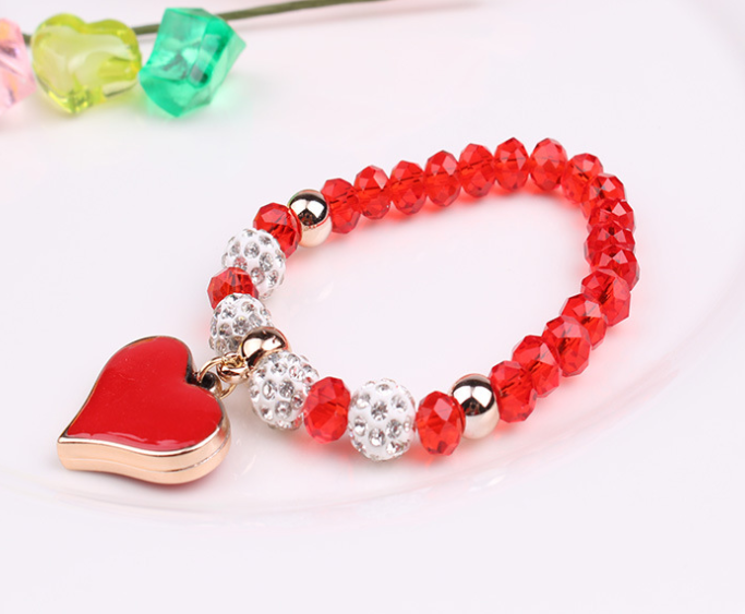 Elastic Crystal Heart Bracelets