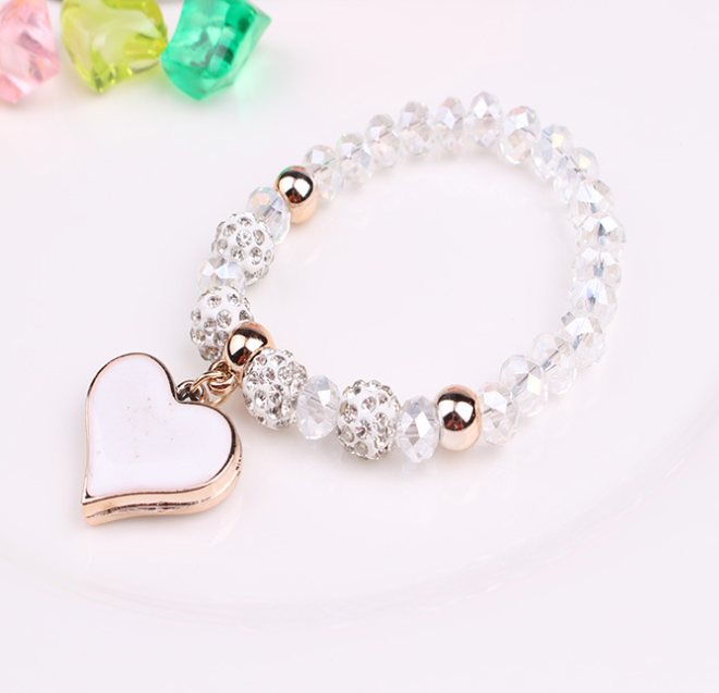 Elastic Crystal Heart Bracelets