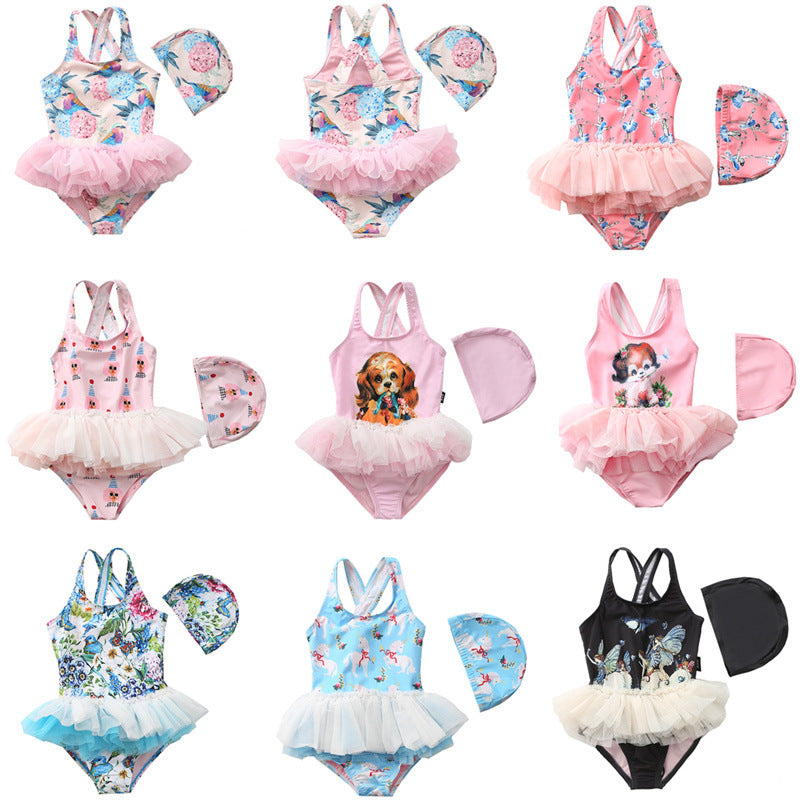 Girl's Siamese Cute Baby Swimwear Ballet Skirt Gauze Skirt Little Princess Swimsuit