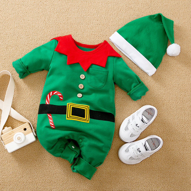 Autumn And Winter Christmas Long Sleeves Newborn Baby Jumpsuit