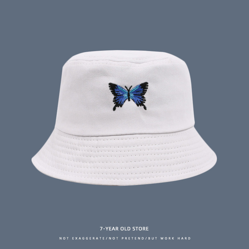 Women's Japanese Style Simple Casual Student Bucket Hat Sun-proof Sun-proof Butterfly Embroidered Hat