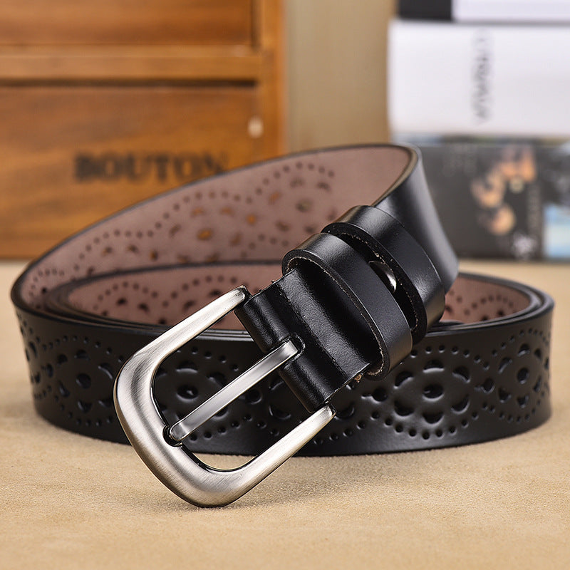 Ladies Hollow Pin Buckle Punch Free Belt