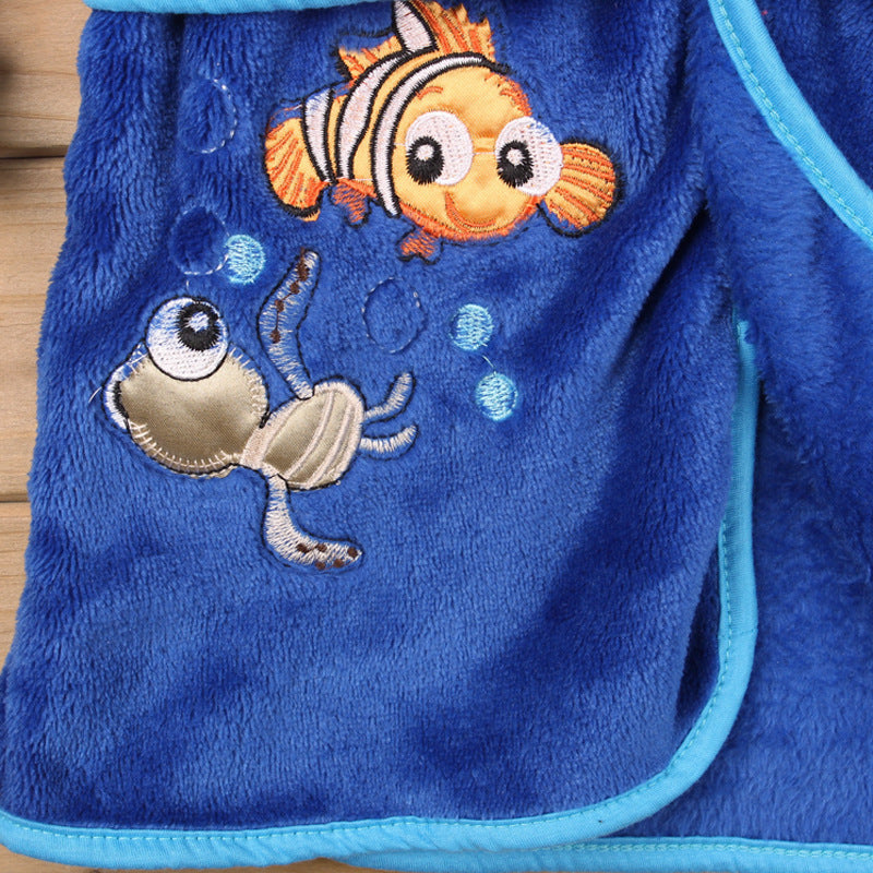 Boys And Girls Belt Cartoon Homewear Bathrobe