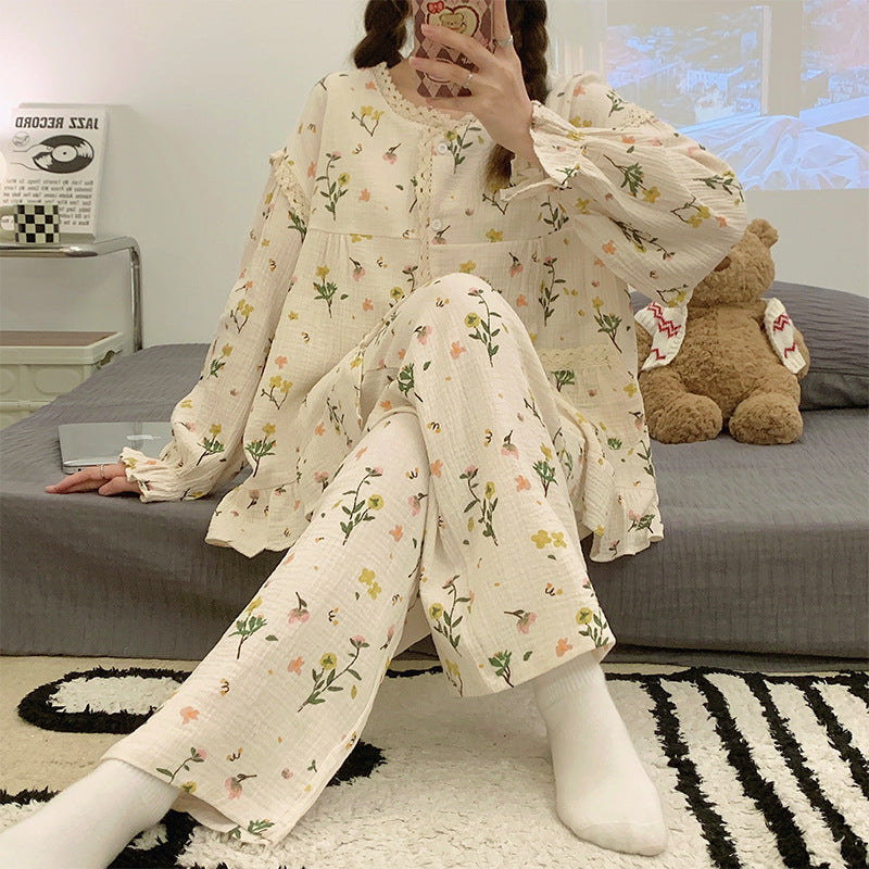 Breathable Casual Floral Pajama Set