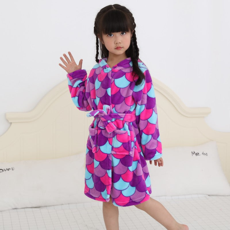 Tenma Bathrobe Flannel New Children's Home Clothes Nightgown