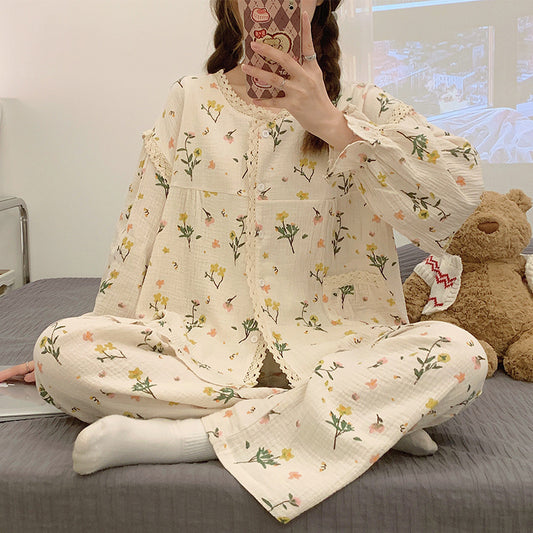 Breathable Casual Floral Pajama Set