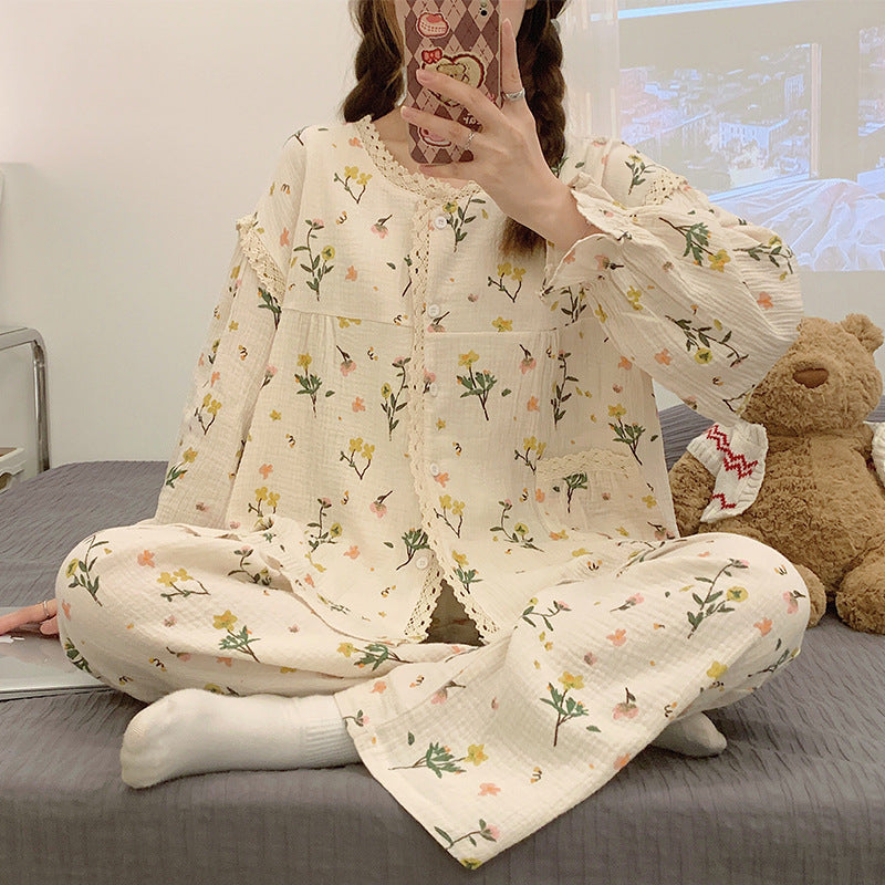 Breathable Casual Floral Pajama Set