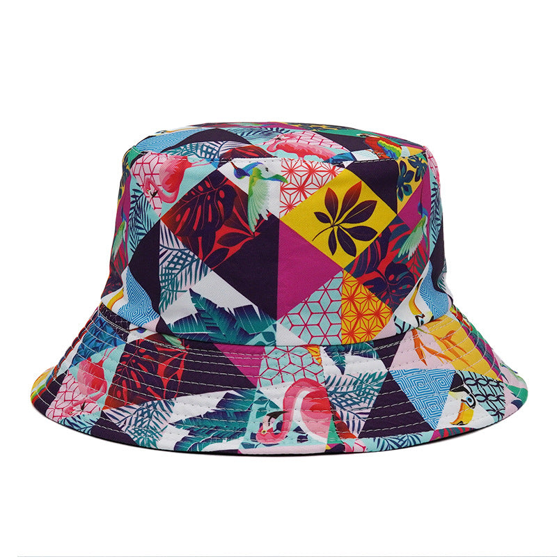 Men's And Women's Outdoor Printed Sunshade Double Basin Hat