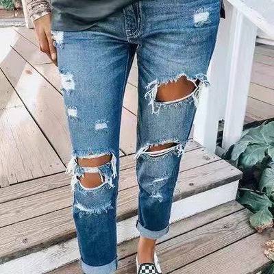 Retro Ripped Strecthed Jean For Women