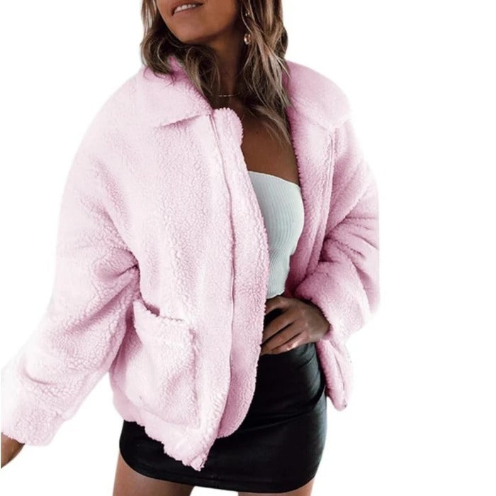 Faux Lambswool Oversized Jacket Coat