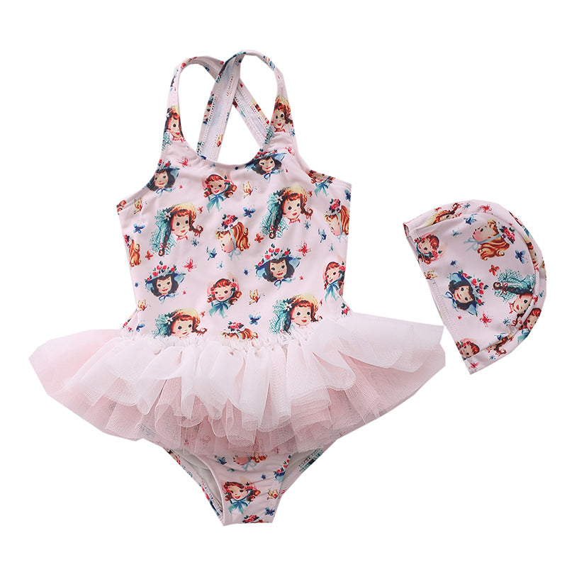 Girl's Siamese Cute Baby Swimwear Ballet Skirt Gauze Skirt Little Princess Swimsuit