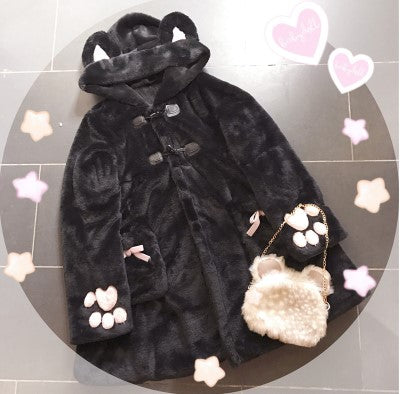 Cartoonized Sweet Cat Paw Embroidery Coats