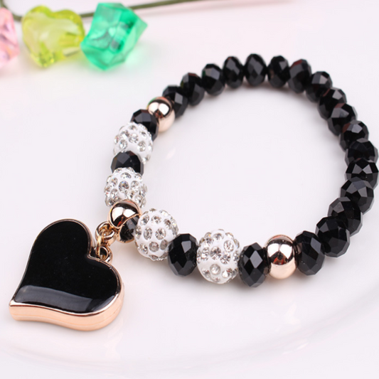 Elastic Crystal Heart Bracelets