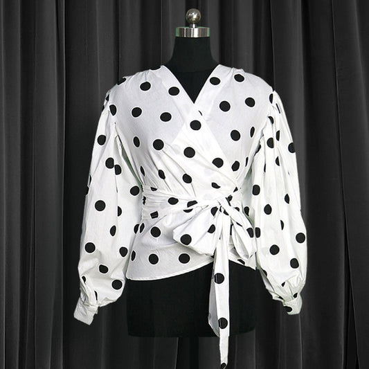 Black Polka Dot Collar Neck Clothes