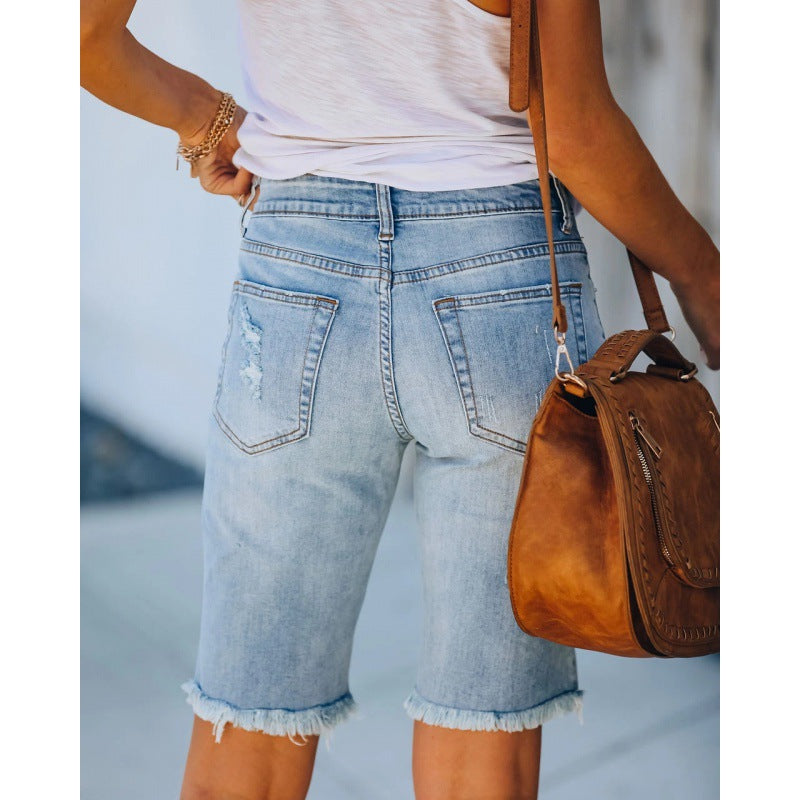 Women's Fiery Ripped Denim Shorts