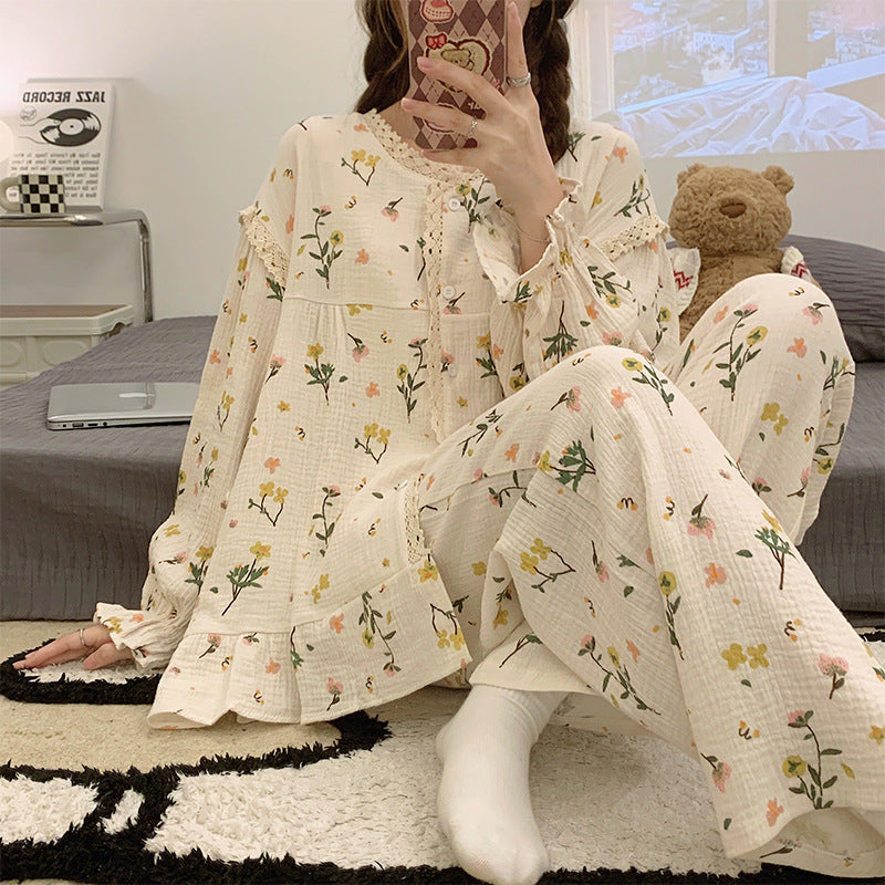 Breathable Casual Floral Pajama Set