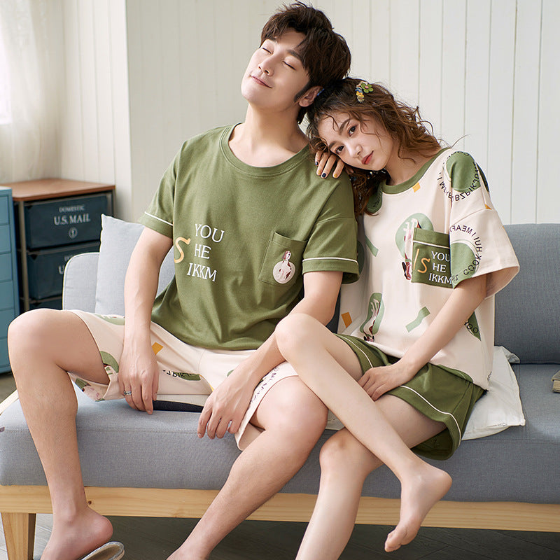 Short-sleeved couple pajamas