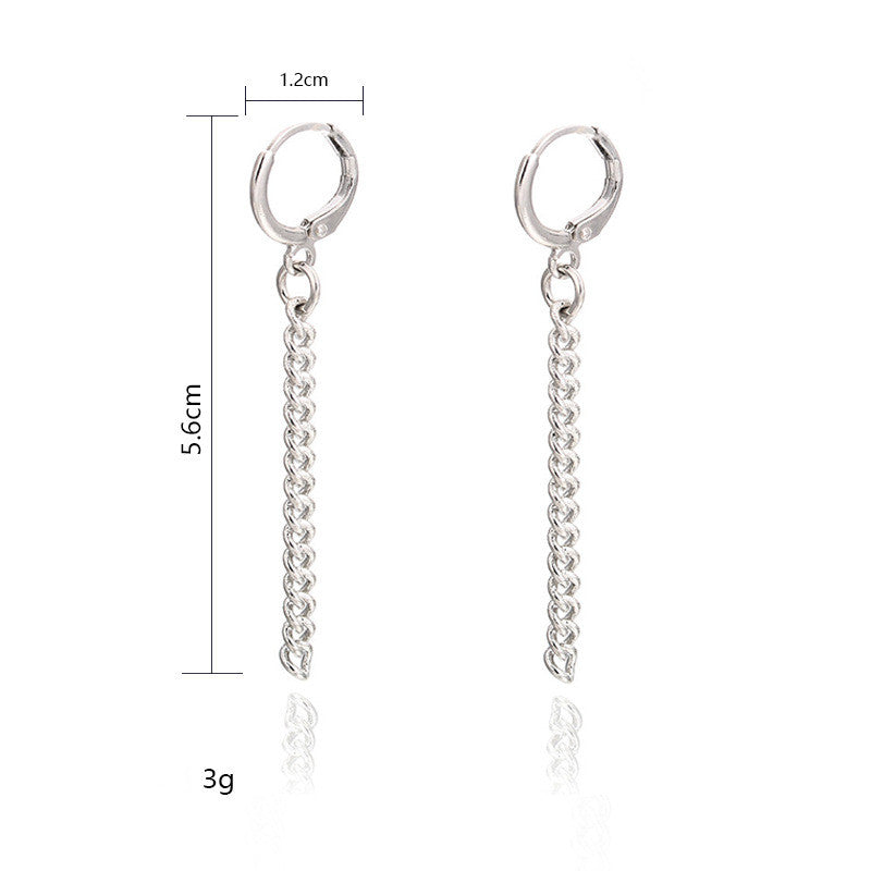 Tassel men and women silver earrings