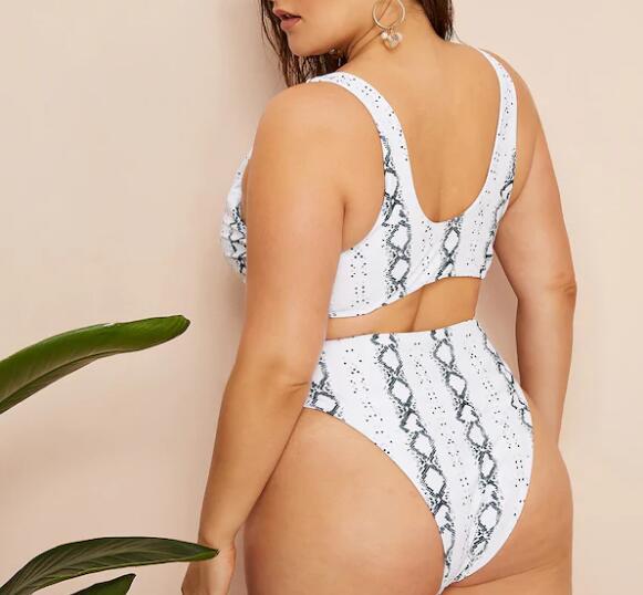 Sexy plus size knotted high waist ladies swimwear