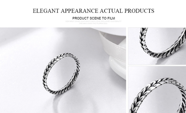 thin Braid Leaf Rope Thumb Ring