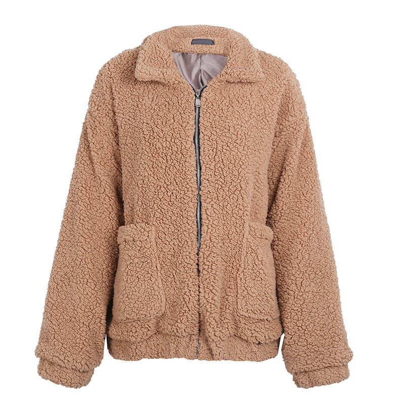 Faux Lambswool Oversized Jacket Coat