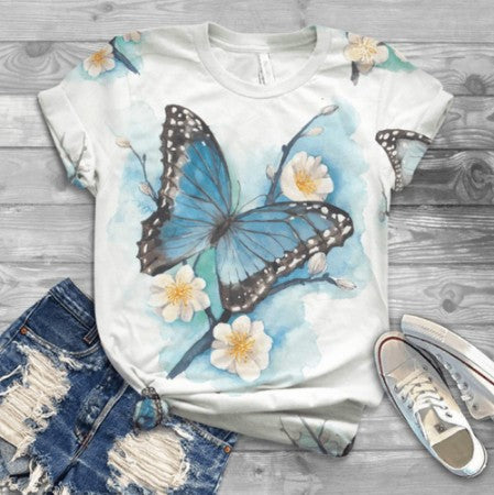 3D Butterfly Print T-shirt