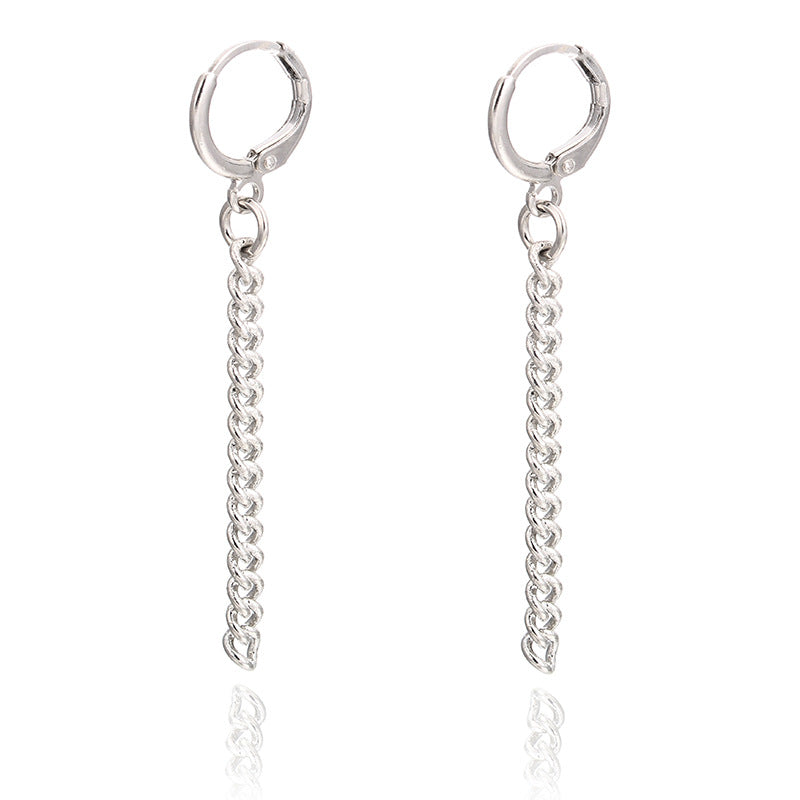 Tassel men and women silver earrings