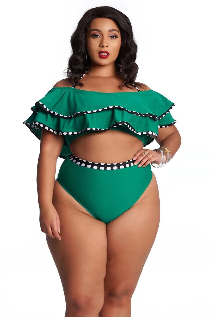 Large size split color swimwear