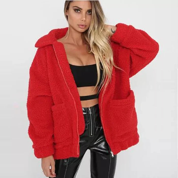 Faux Lambswool Oversized Jacket Coat