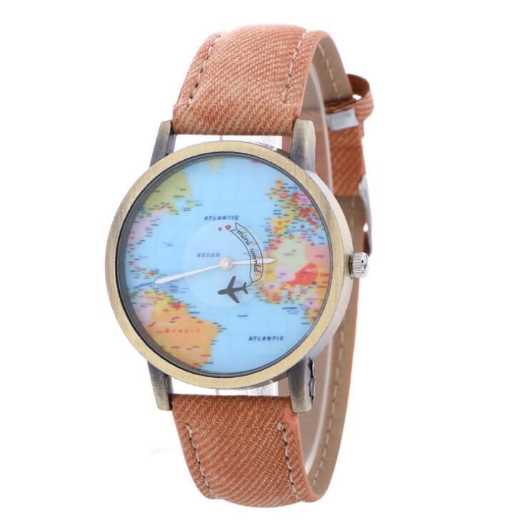 Vintage Global Map Watch For Women