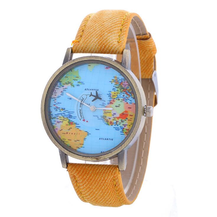 Vintage Global Map Watch For Women