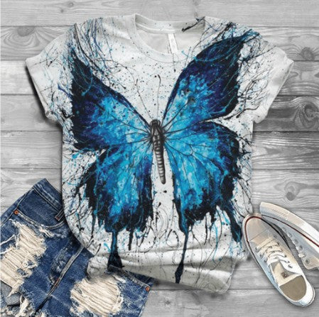 3D Butterfly Print T-shirt