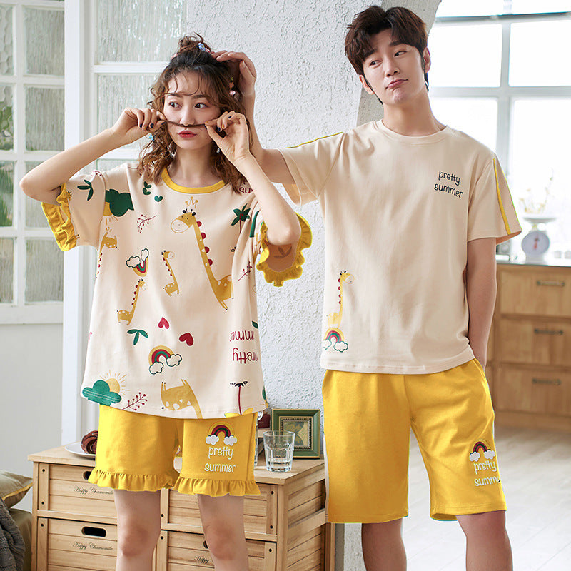 Short-sleeved couple pajamas