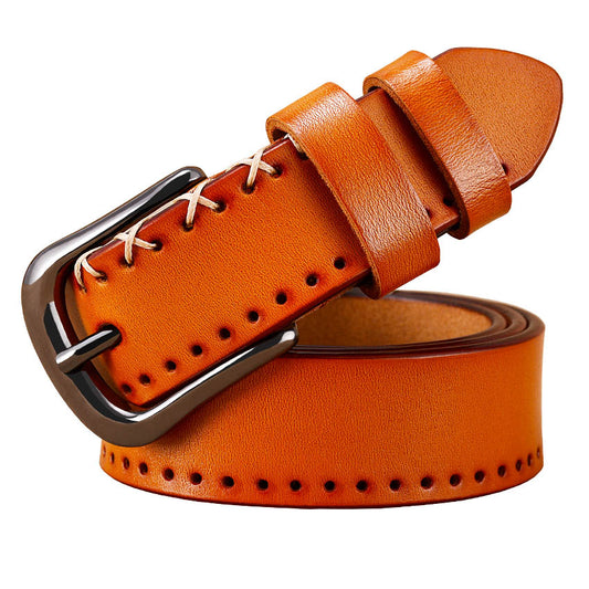 Ladies leather buckle leather belt