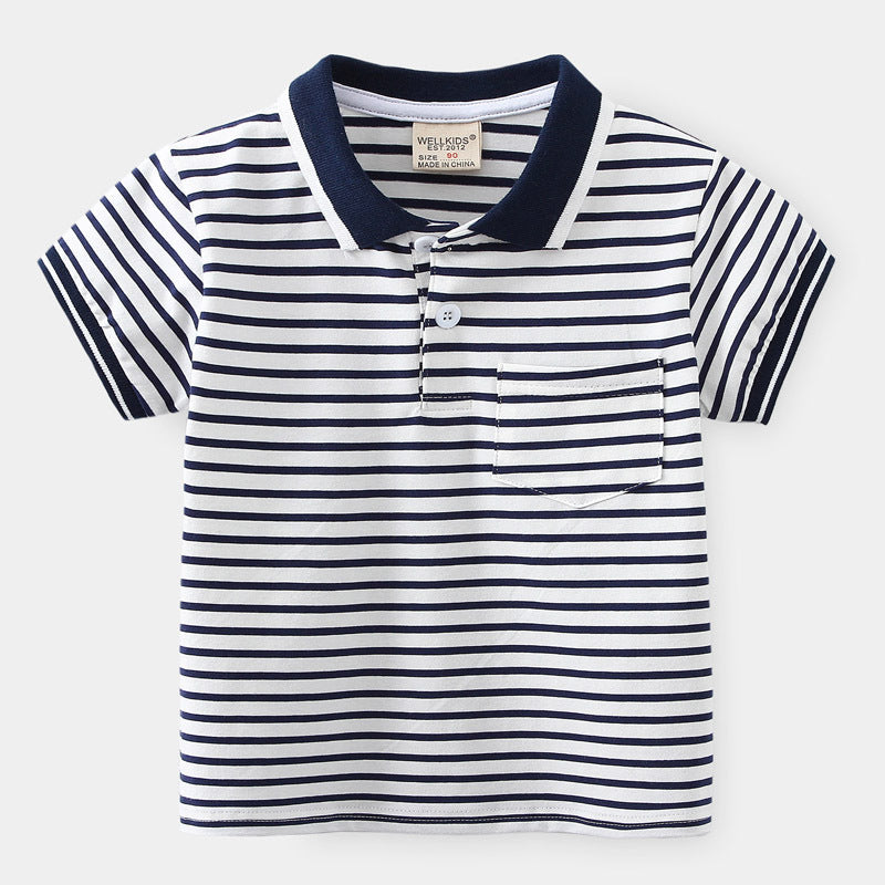 Children's Striped Short Sleeve Spicy Striped POLO Shirt