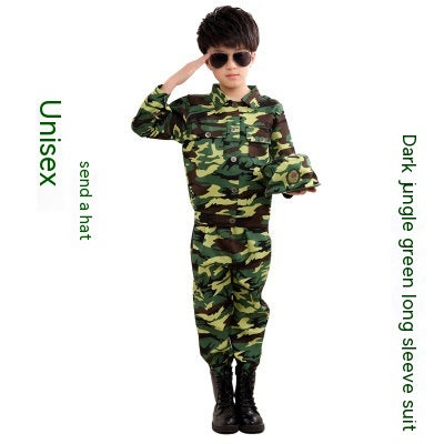 Children's Camouflage Uniform Military Training Performance Costume Dance Training Clothes Outfit