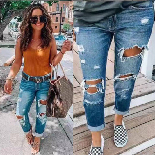 Retro Ripped Strecthed Jean For Women