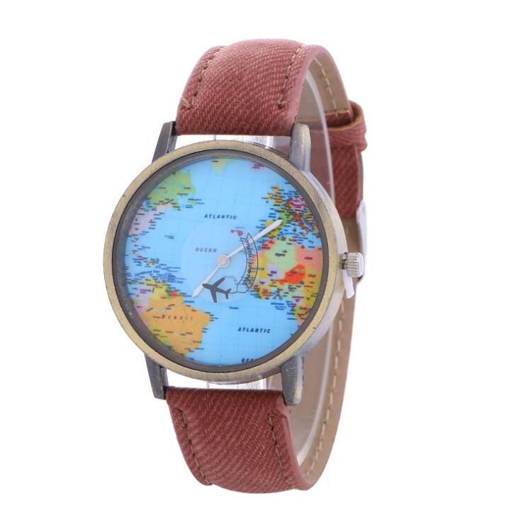 Vintage Global Map Watch For Women