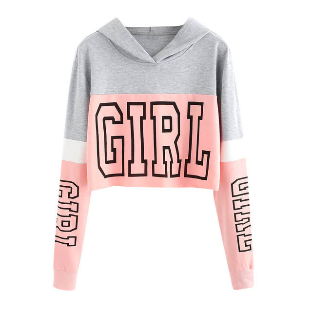 Crop Top Patchwork Hoodie