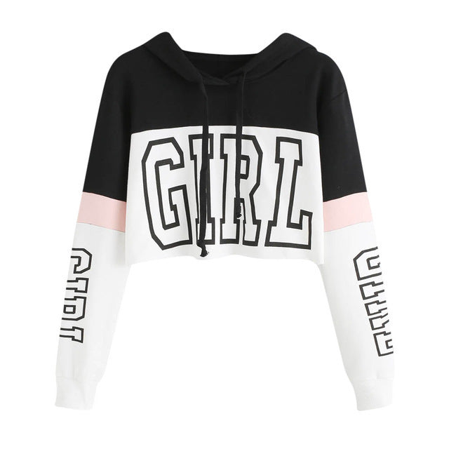 Crop Top Patchwork Hoodie