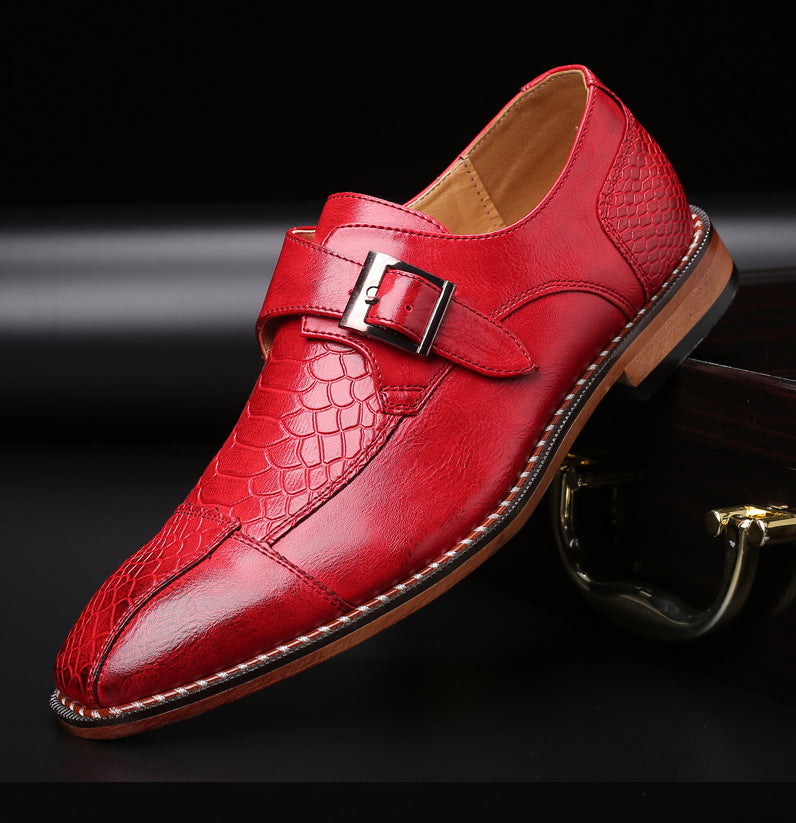 Spring Low-heel Belt Buckle Business Single Shoes Men