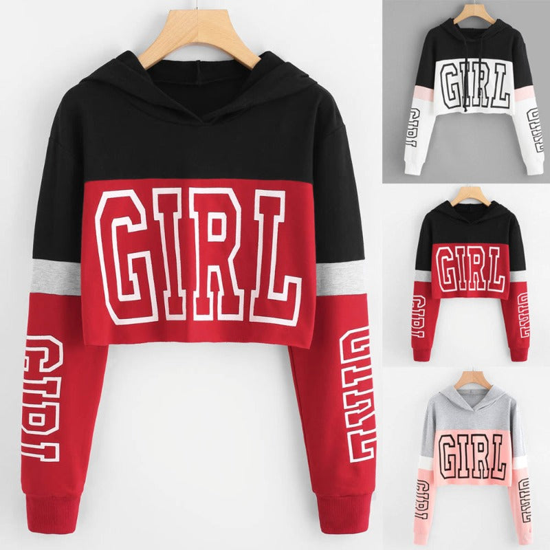 Crop Top Patchwork Hoodie