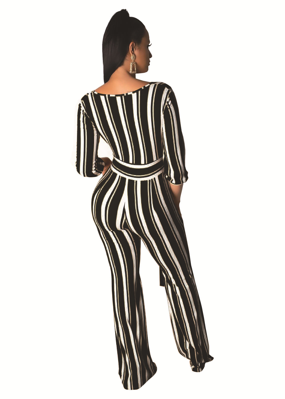 Wear Fashionable Striped Printed Wide-Leg Jumpsuits