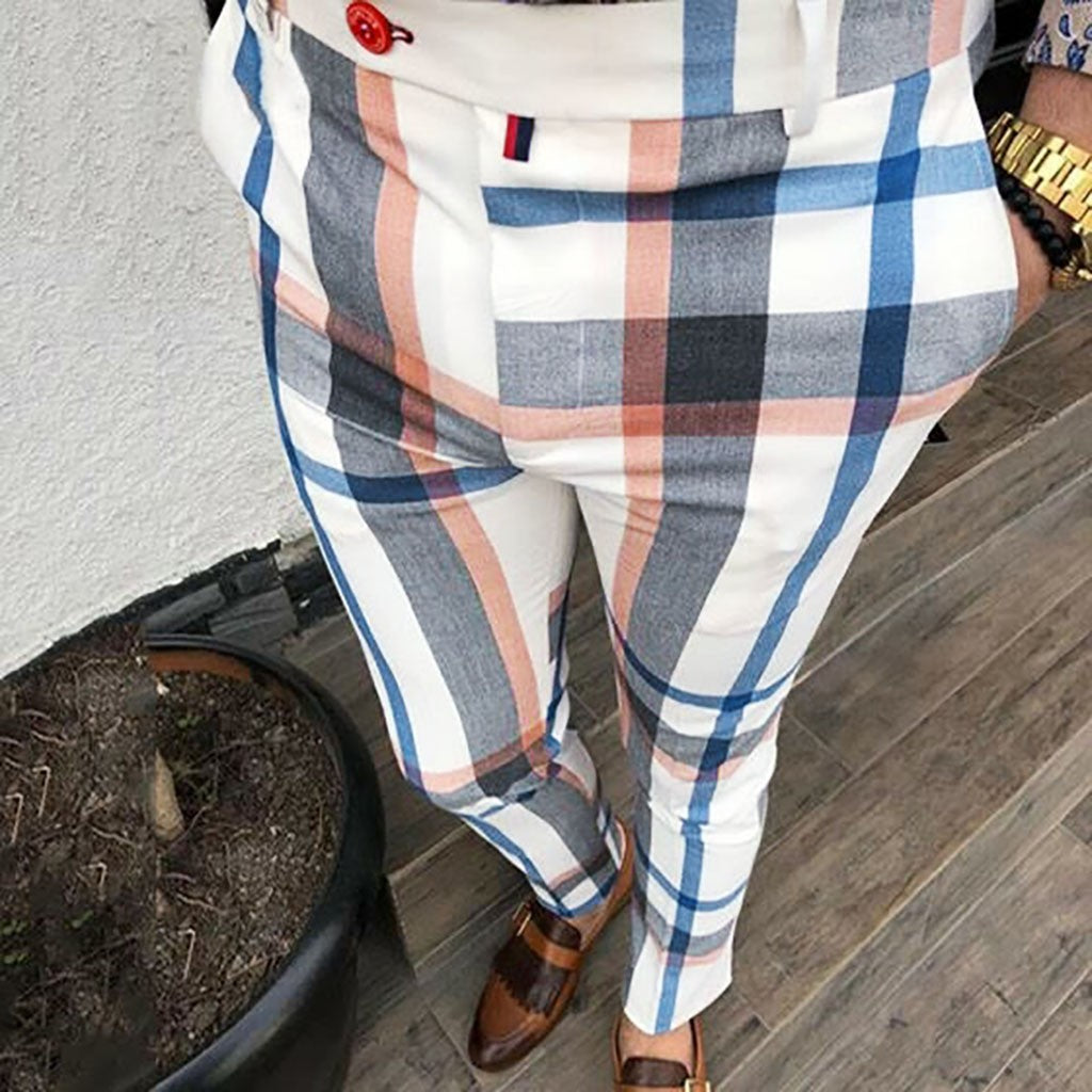 New Mens Fashion Plaid Pants Men Streetwear Hip Hop Pants