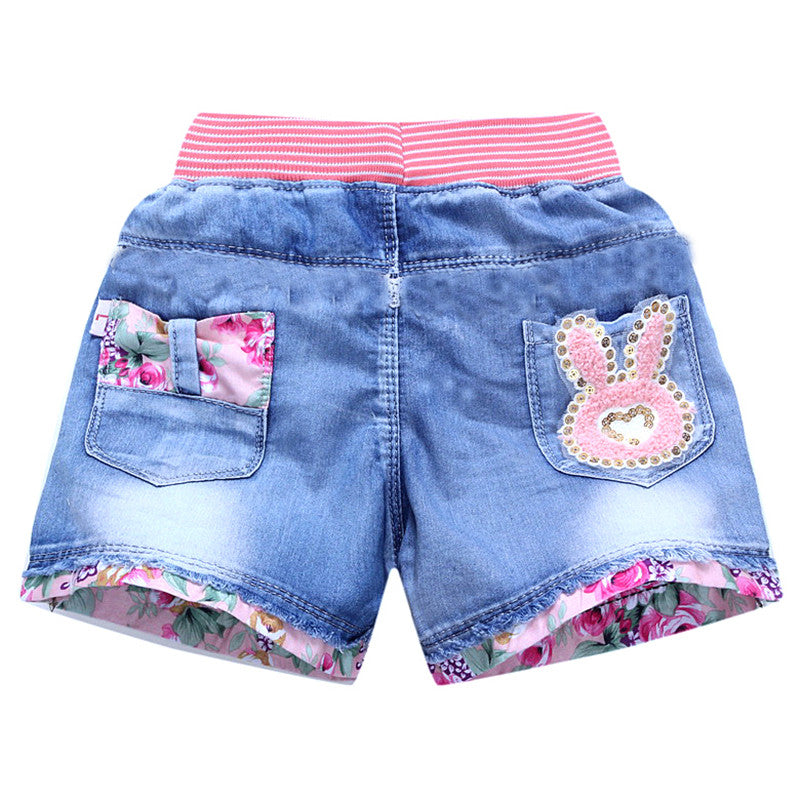 Sand Washed Denim Girls Shorts Girls Baby Outer Wear Thin Section