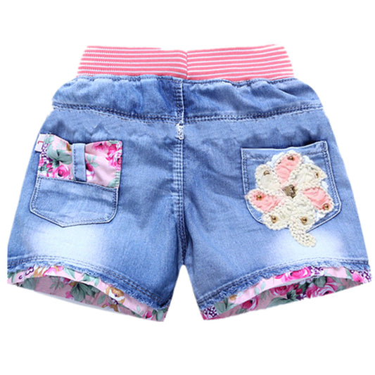 Sand Washed Denim Girls Shorts Girls Baby Outer Wear Thin Section